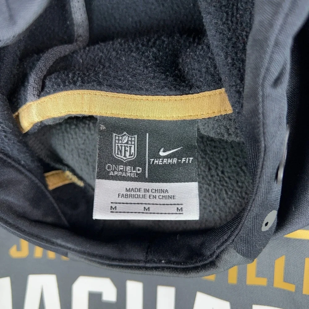 Jacksonville Jaguars Hoodie Mens Medium Gray Nike Therma Fit On Field Sweatshirt